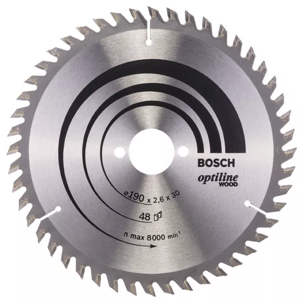 Lame BOSCH Optiline Wood 190 x 30 mm / 48 dents scie circulaire